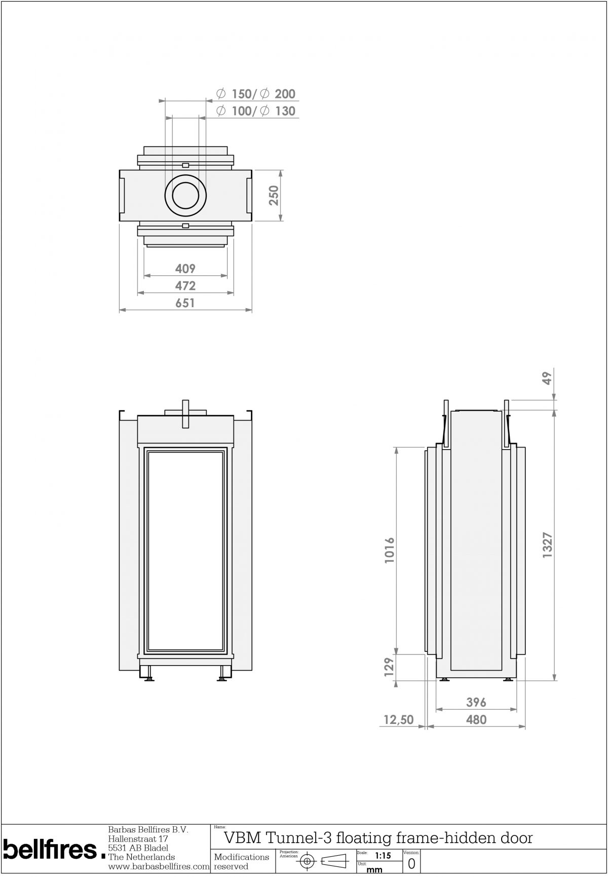 Vert Bell Medium Tunnel 3 Fireplaces